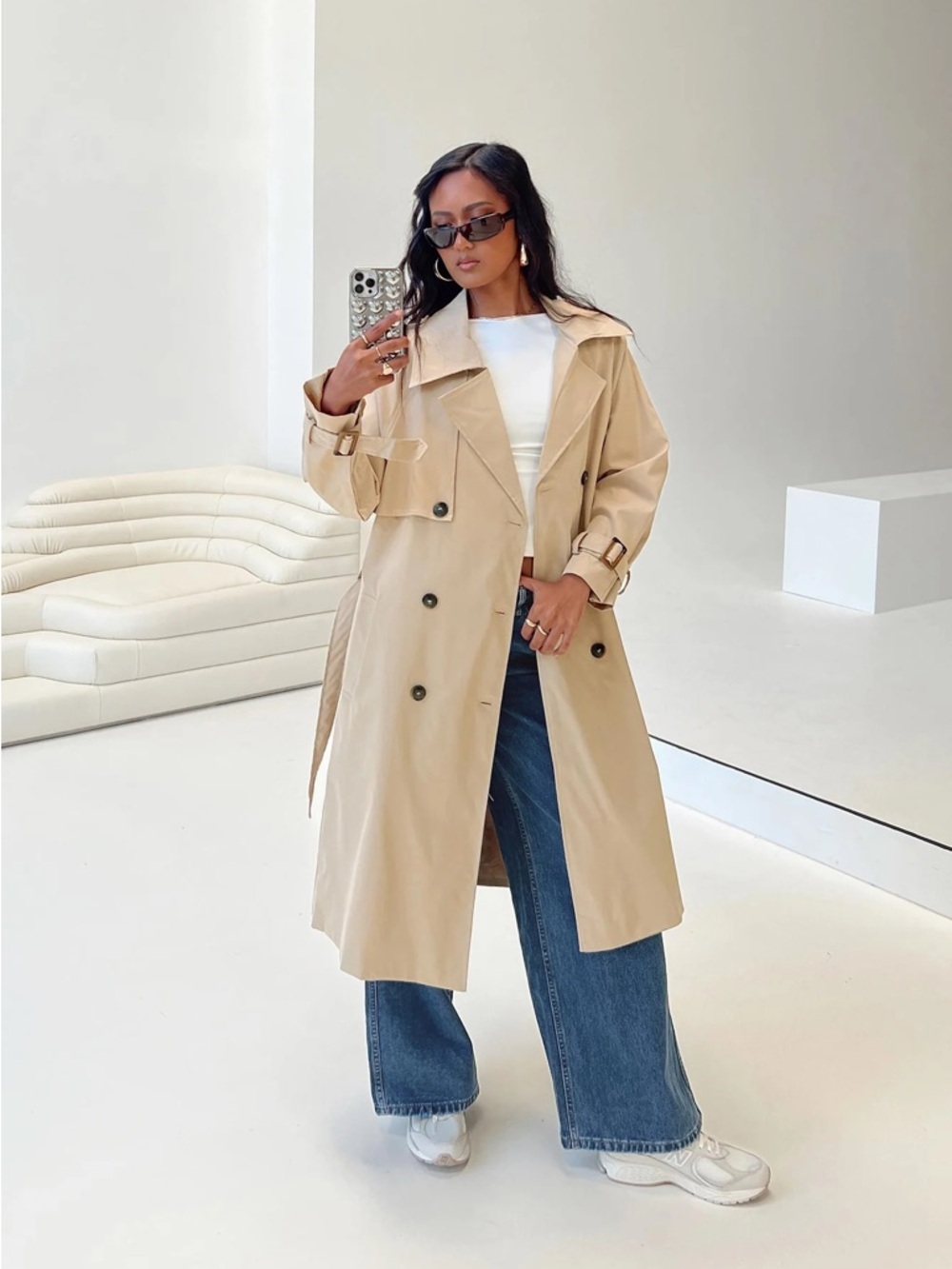 Princess Polly Westwind Trench Coat in Natural